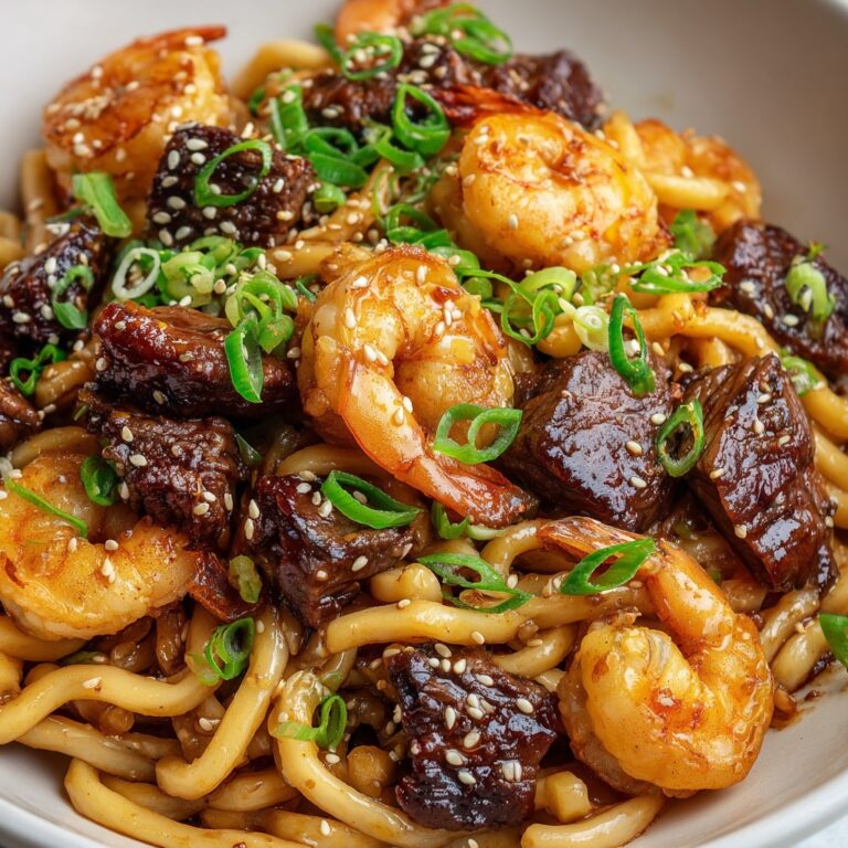 Garlic Butter Steak and Shrimp Stir-Fried Noodles Recipe
