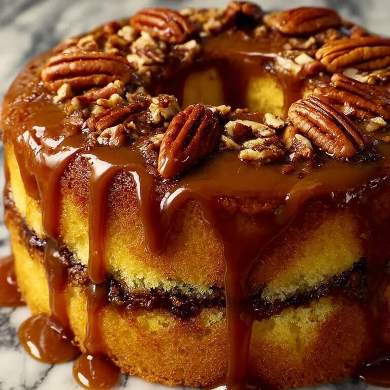 Pecan Caramel Cinnamon Roll Cream Cheese Pound Cake Recipe