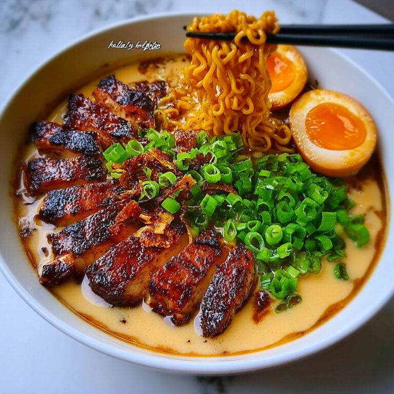 Fiery Chicken Ramen with Creamy Garlic Sauce Recipe